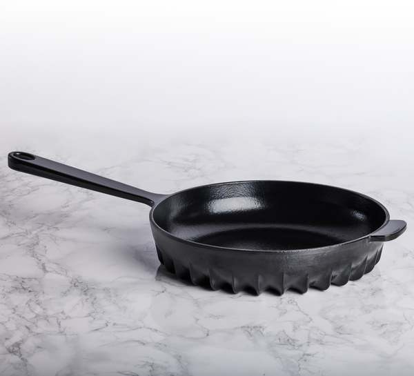 FIREUP Cookware Rapid Heat Enameled Cast Iron Frying Pan with Lid, 10 In. - Caviar Black
