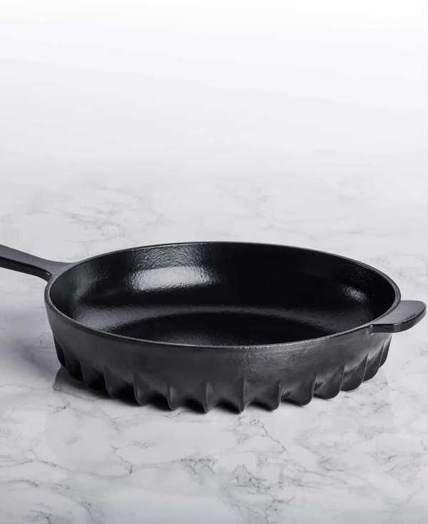 FIREUP Cookware Rapid Heat Enameled Cast Iron Frying Pan with Lid, 10 In. - Caviar Black