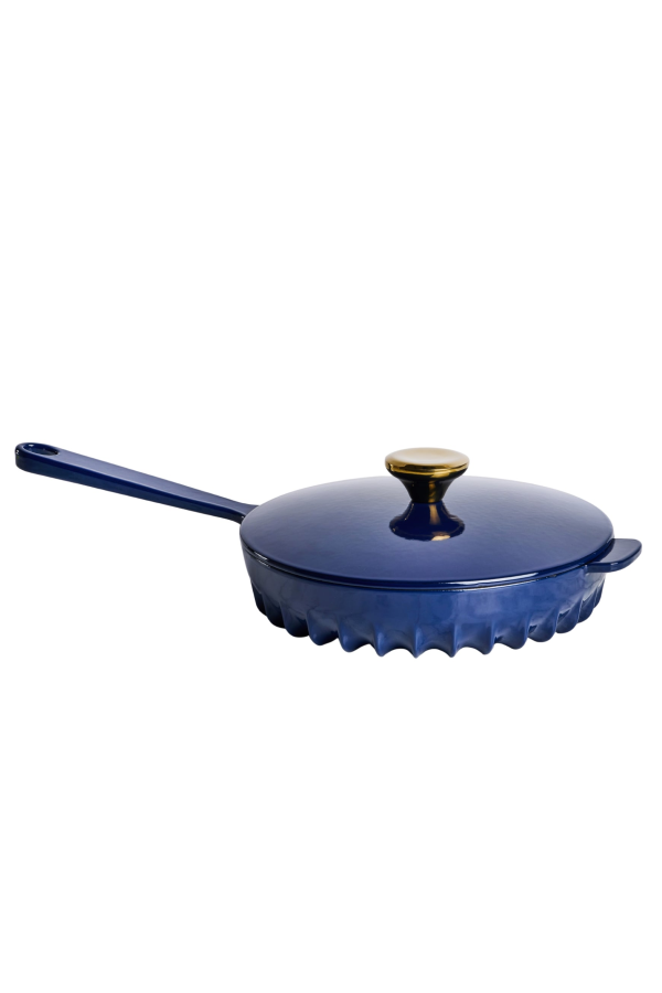 Fireup Cookware Limited Rapid Heat Enameled Cast Iron Frying Pan with Lid, 10 In. - Oxford Blue