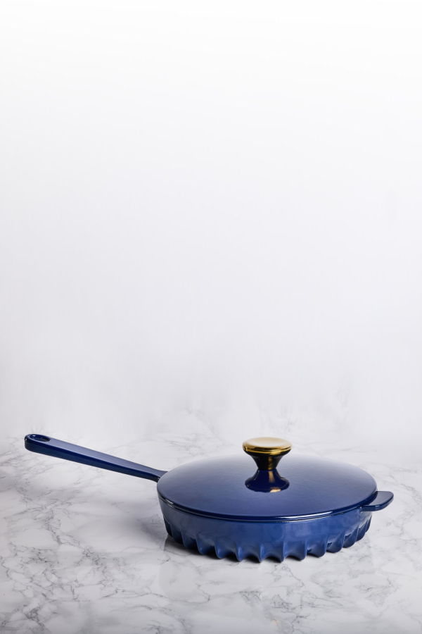 Fireup Cookware Limited Rapid Heat Enameled Cast Iron Frying Pan with Lid, 10 In. - Oxford Blue