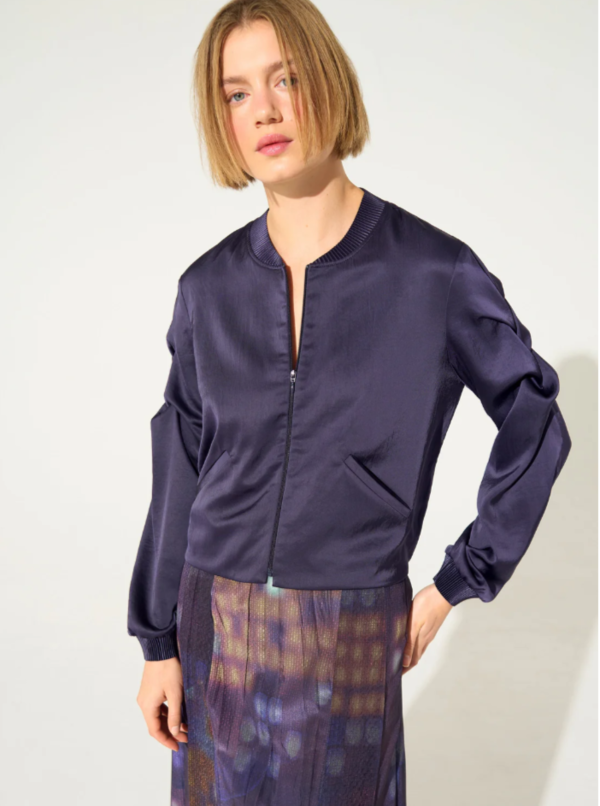 Cotélac Pleated Satin Jacket | Garmentory