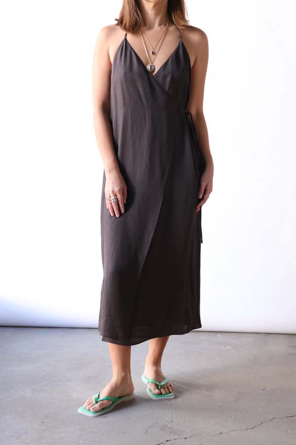 tibi brown slip dress Summer Slip Wrap Dress main image 1