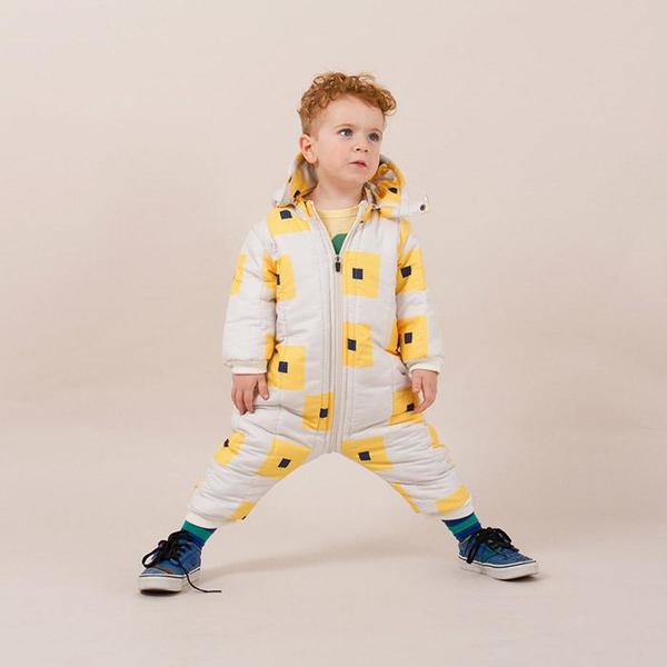 KIDS Bobo Choses Baby Overall Snowsuit Cream With Yellow Squares
