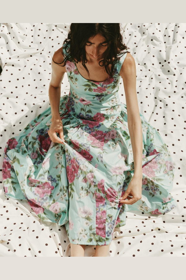 Eliza Faulkner Vivienne Maxi Dress - Aqua Floral Taffeta
