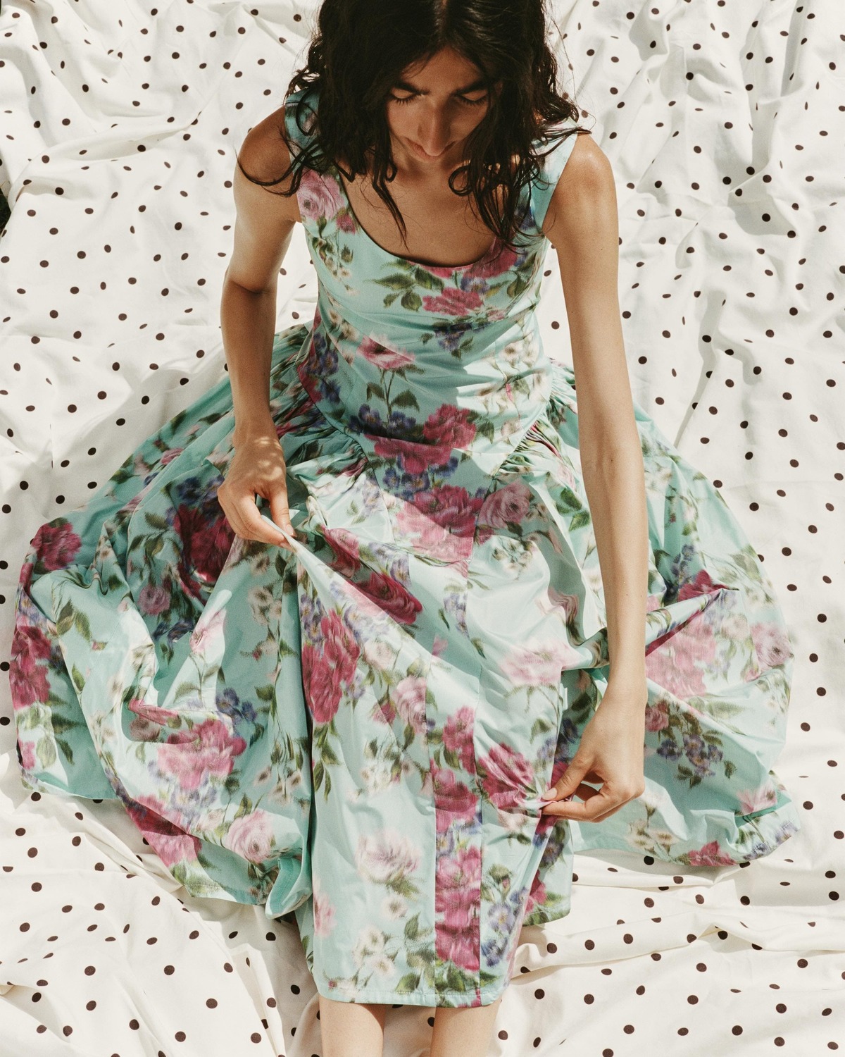 Eliza Faulkner Vivienne Maxi Dress - Aqua Floral Taffeta - Image 2 of 5