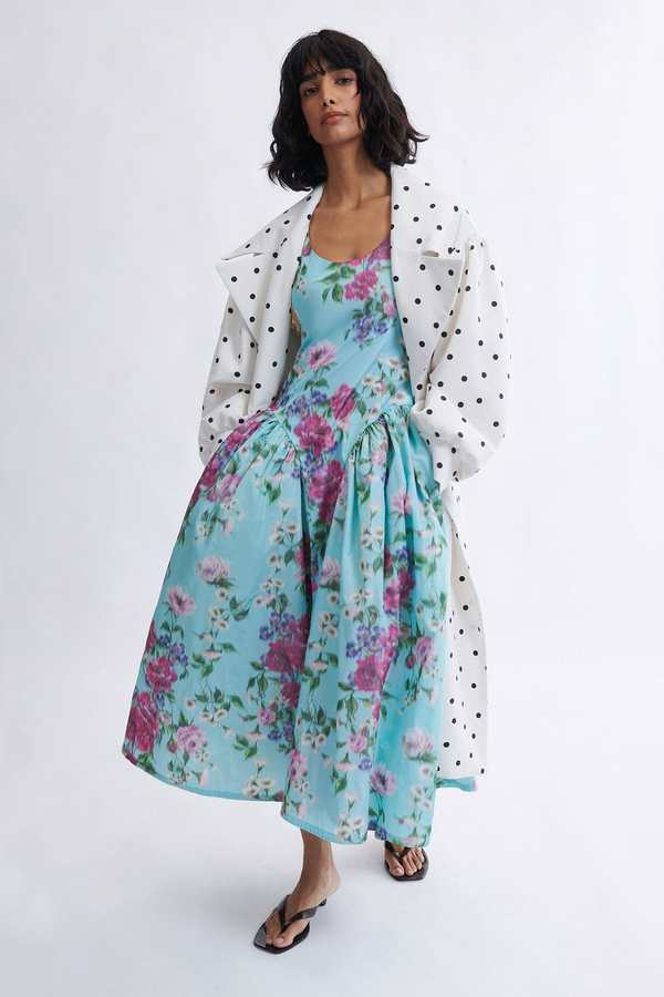 Eliza Faulkner Vivienne Maxi Dress - Aqua Floral Taffeta