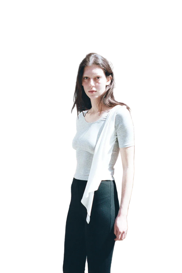 Maryam Nassir Zadeh Lara Sash Top - Allumino/White