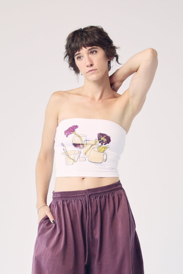 MAISON MARKOSIAN Still Life Hand-Painted Watercolor Tube Top