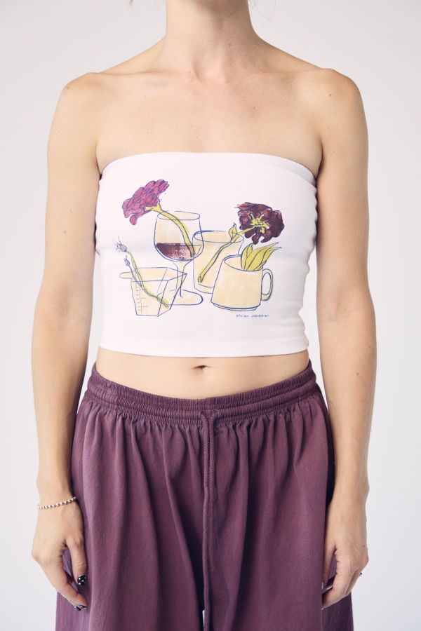 MAISON MARKOSIAN Still Life Hand-Painted Watercolor Tube Top