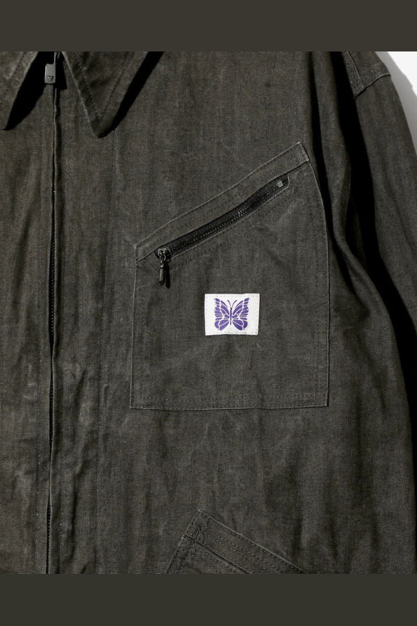 Needles Zipped Work Jacket C/L Canvas Sumi Dye