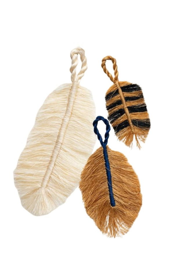 Indego Africa Feather Bag Charms Set of 3