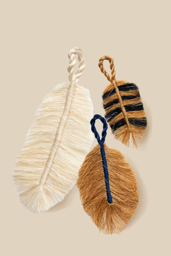 Indego Africa Feather Bag Charms Set of 3
