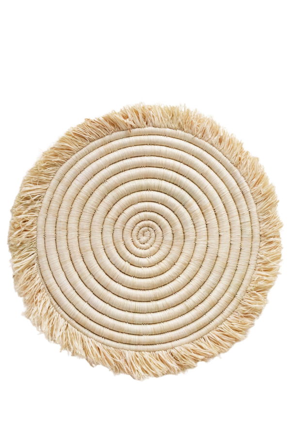 Indego Africa Raffia Fringe Placemat - Mixed Black/Natural