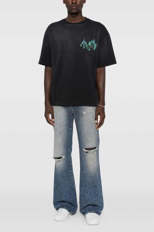 Amiri Flames Oversized Tee - Black