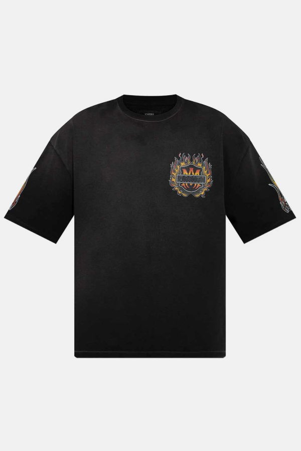 Amiri MA Flames Oversized Tee - Black