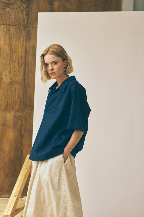 Devlyn Van Loon Lapped Collar Shirt - Deep Navy