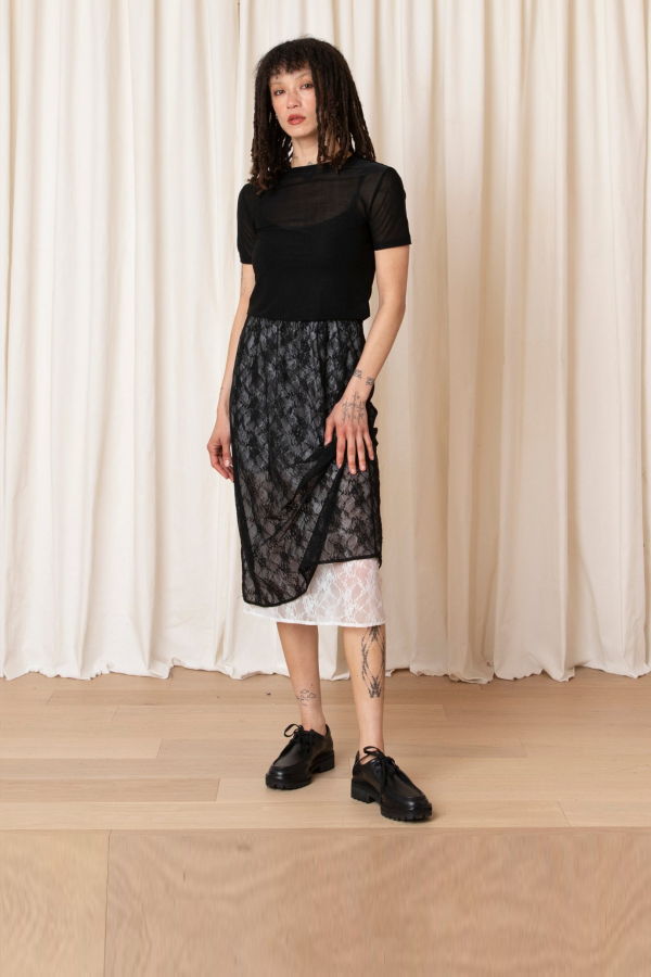 Ali Golden Lace Layered Skirt