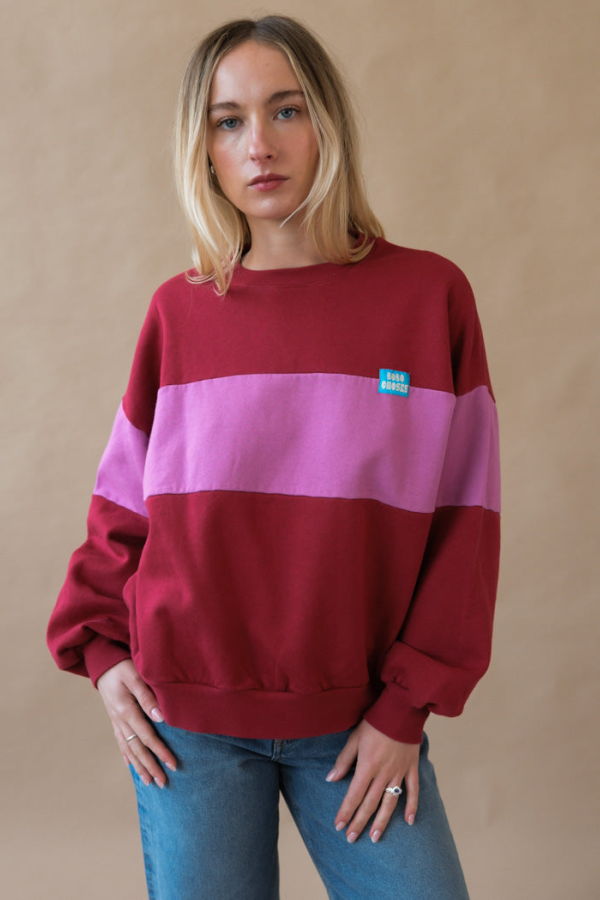 KIDS Bobo Choses Color Block Relaxed Crewneck Sweatshirt - Red/Pink
