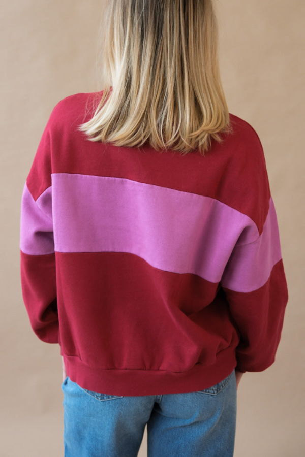 KIDS Bobo Choses Color Block Relaxed Crewneck Sweatshirt - Red/Pink