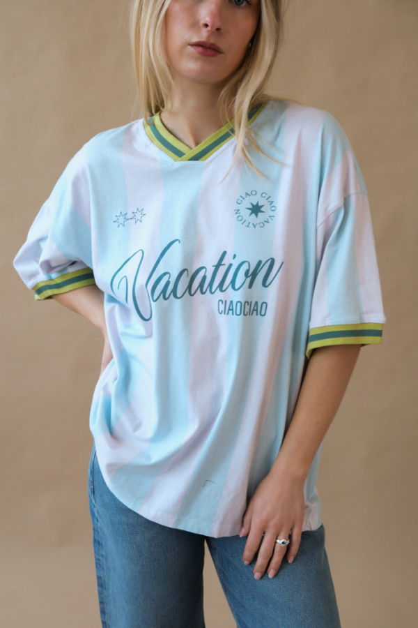 CIAO CIAO Vacation Soccer Stripe Tee - Blue Stripe