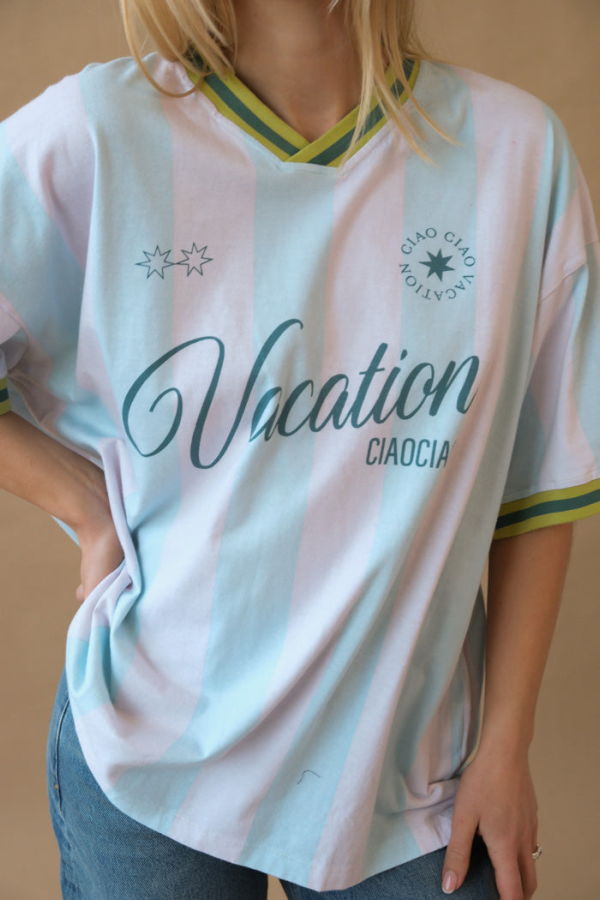 CIAO CIAO Vacation Soccer Stripe Tee - Blue Stripe