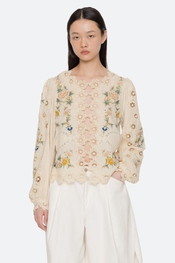 Sea NY Adonna Long Sleeve Top - Cream