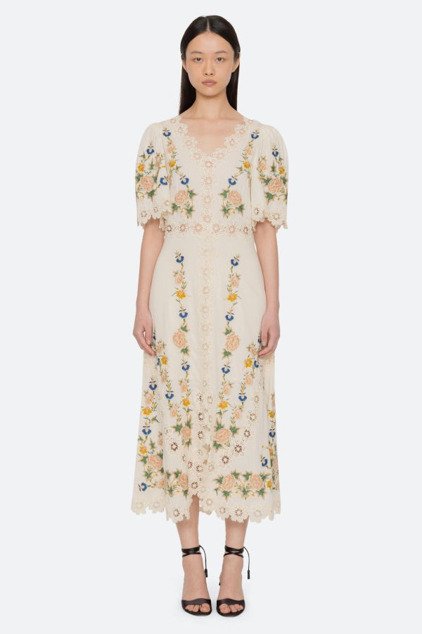 Sea NY Adonna Short Sleeve Dress - Cream