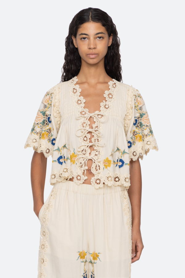 Sea NY Adonna Short Sleeve Top - Cream