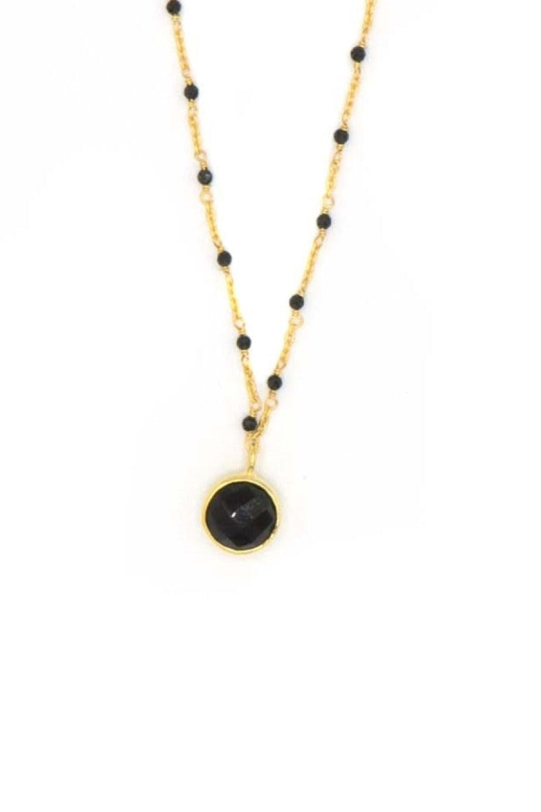 Fair Anita Black Beaded Gold Drop Necklace