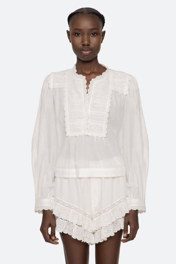 Sea NY Eliza Long Sleeve Top - White