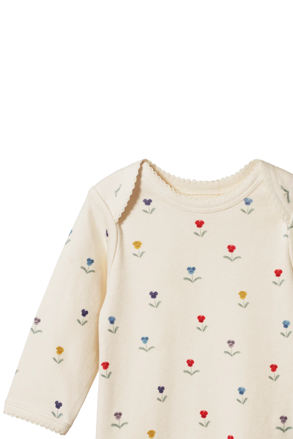 KIDS Nature Baby Cotton Longsleeve Bodysuit in Delphine Print