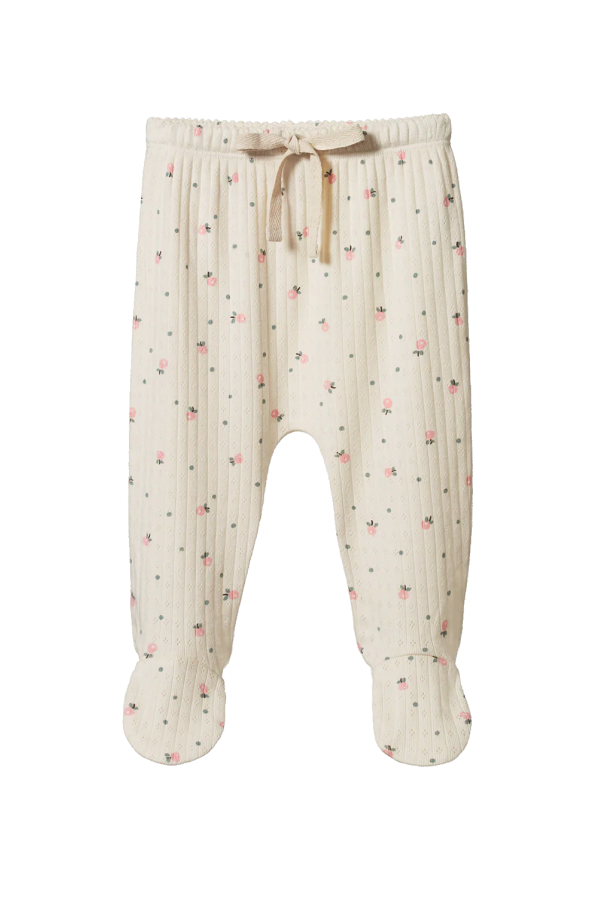 KIDS Nature Baby Pointelle Footed Pants in Posey Blossom Print