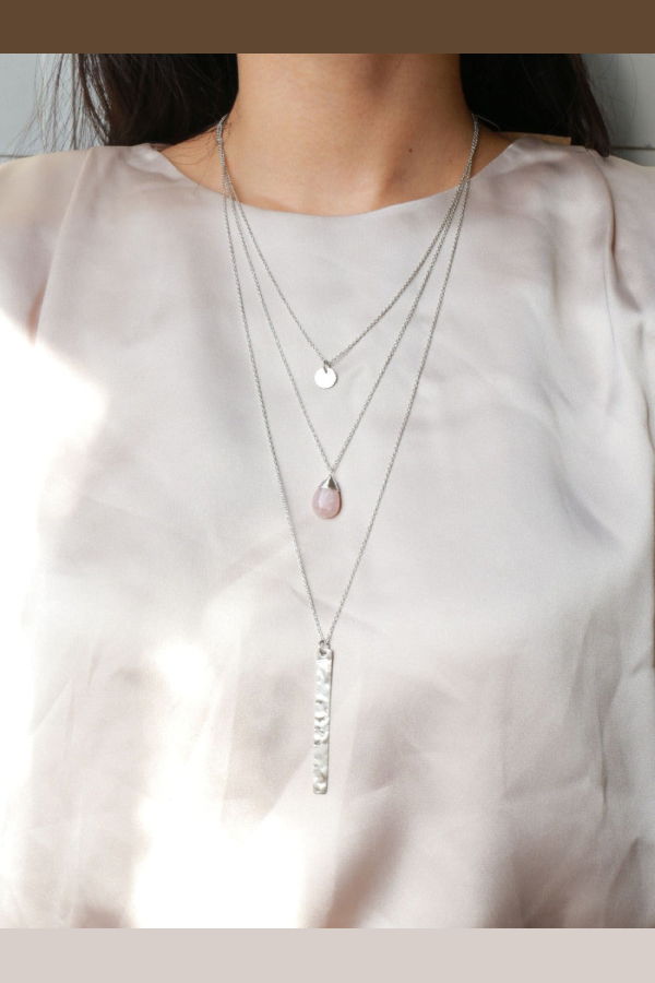 Fair Anita Triple Strand Multi-Way Pendant Necklace - Silver