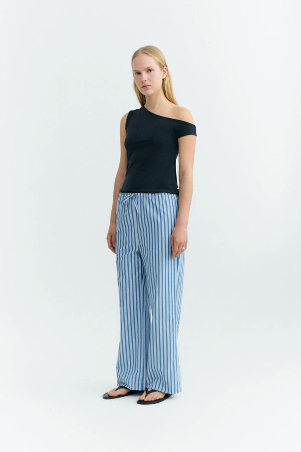 Thinking MU Brigitte Striped Relaxed Pants - Blue