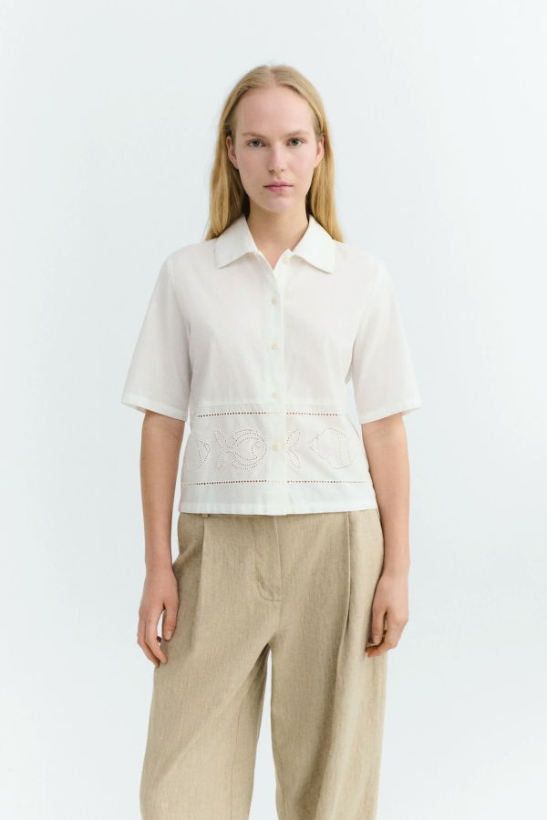 Thinking MU Ane Embroidered Blouse - White