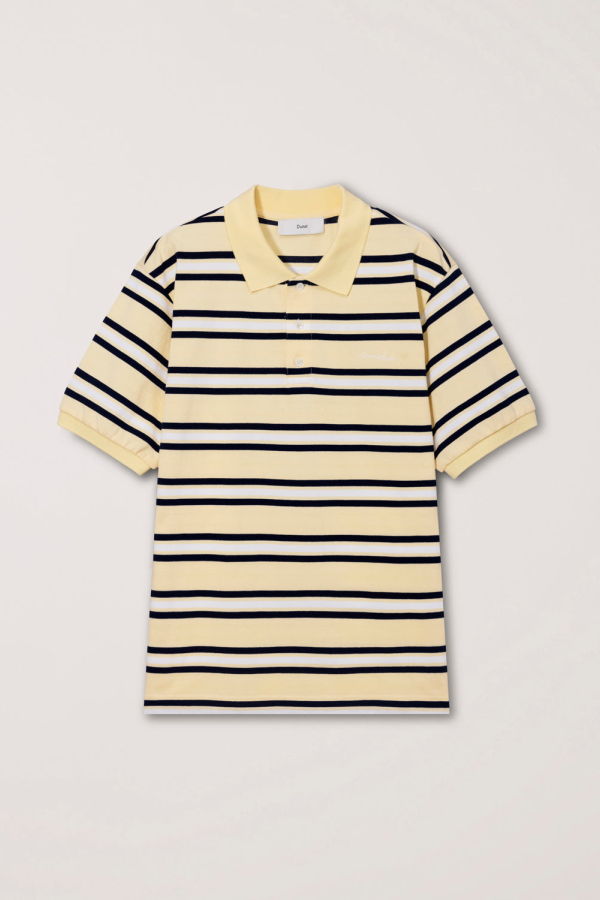Dunst Unisex Striped Polo Shirt - Lemon Stripe