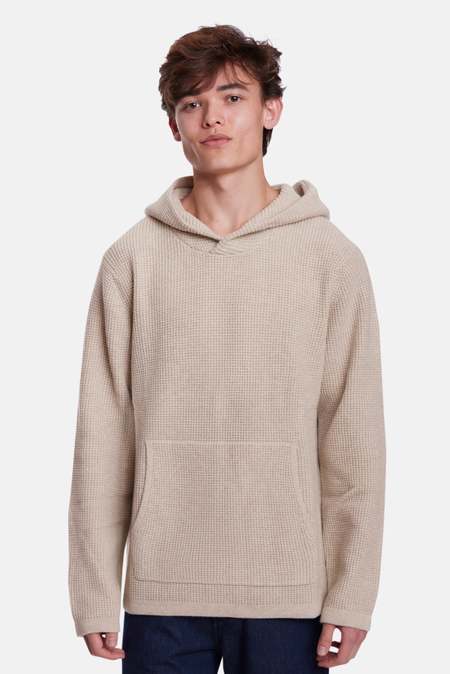 MALBON GOLF Helena Shawl Collar Knit Sweater - MUSLIN | Garmentory MALBON GOLF Helena Shawl Collar Knit Sweater - MUSLIN | Garmentory
