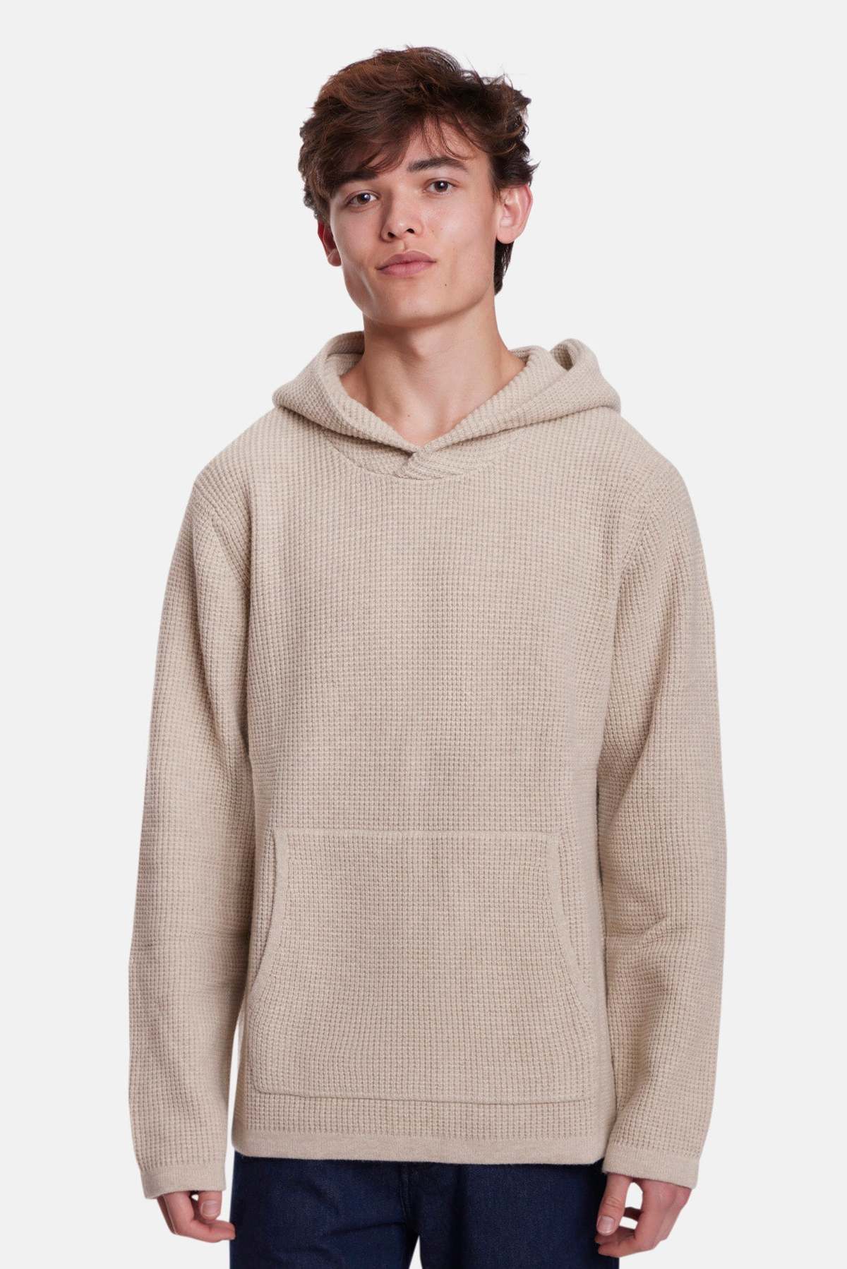 Blue&Cream Merino Waffle Hoodie - Image 1 of 4