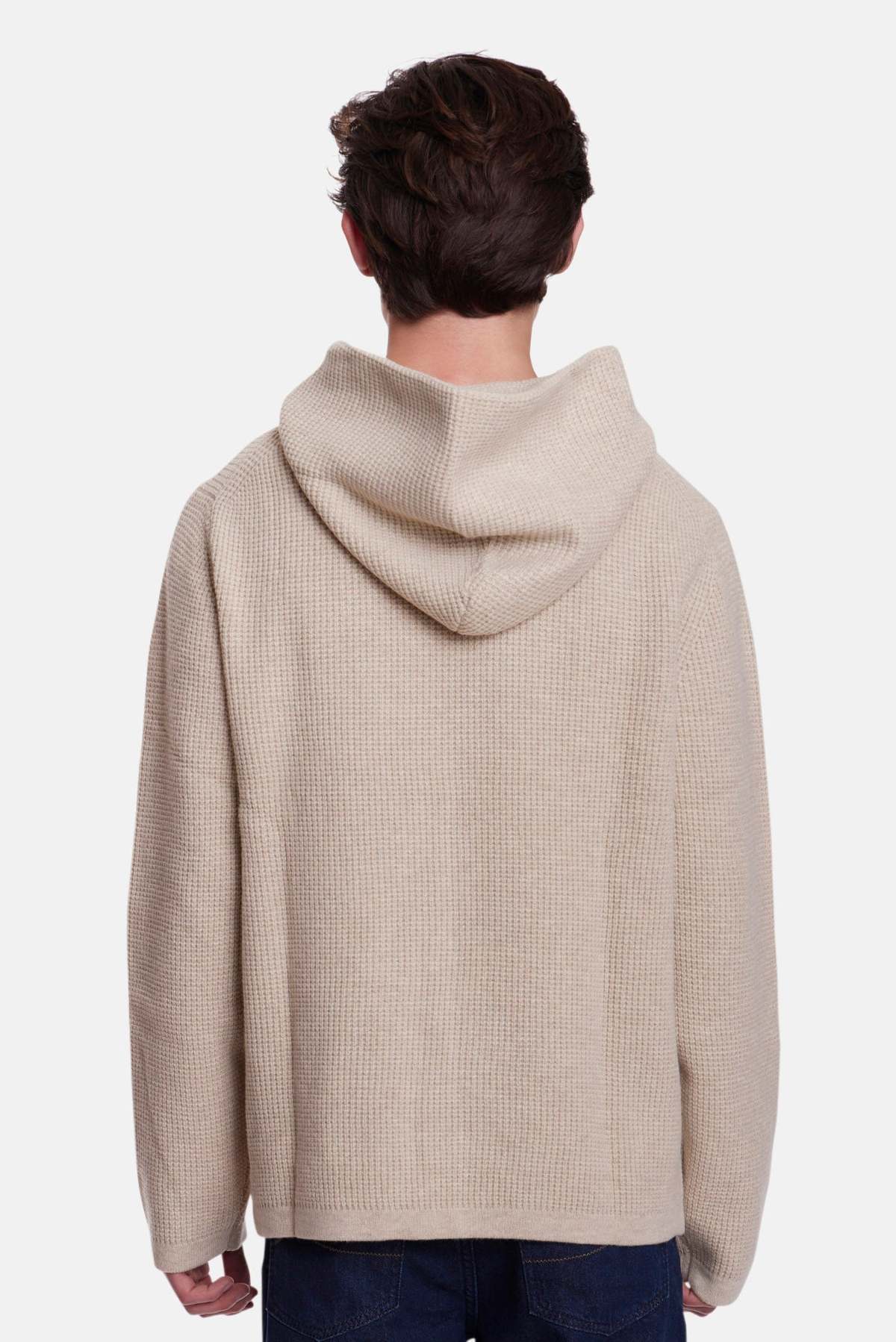 Blue&Cream Merino Waffle Hoodie - Image 3 of 4