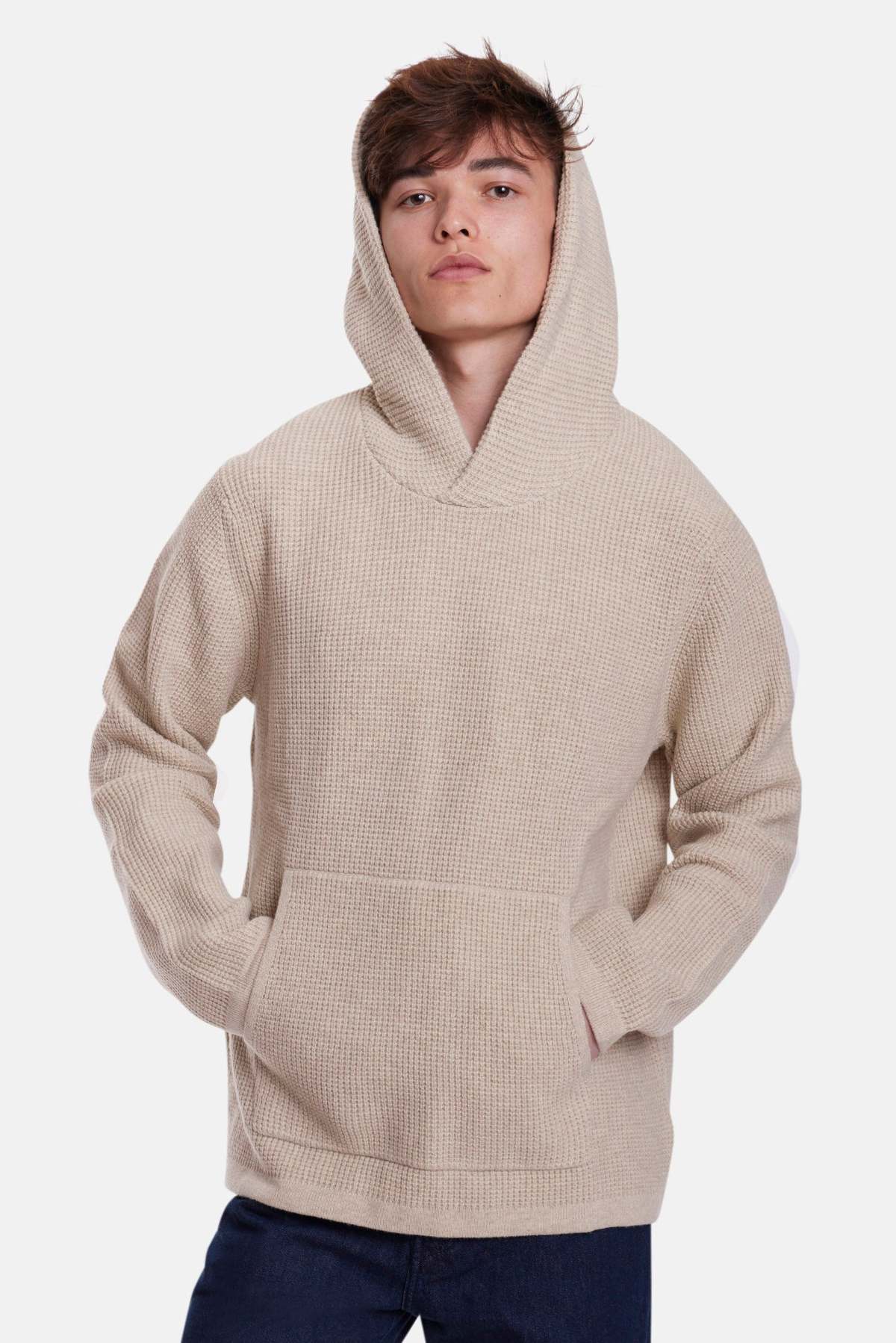 Blue&Cream Merino Waffle Hoodie - Image 4 of 4