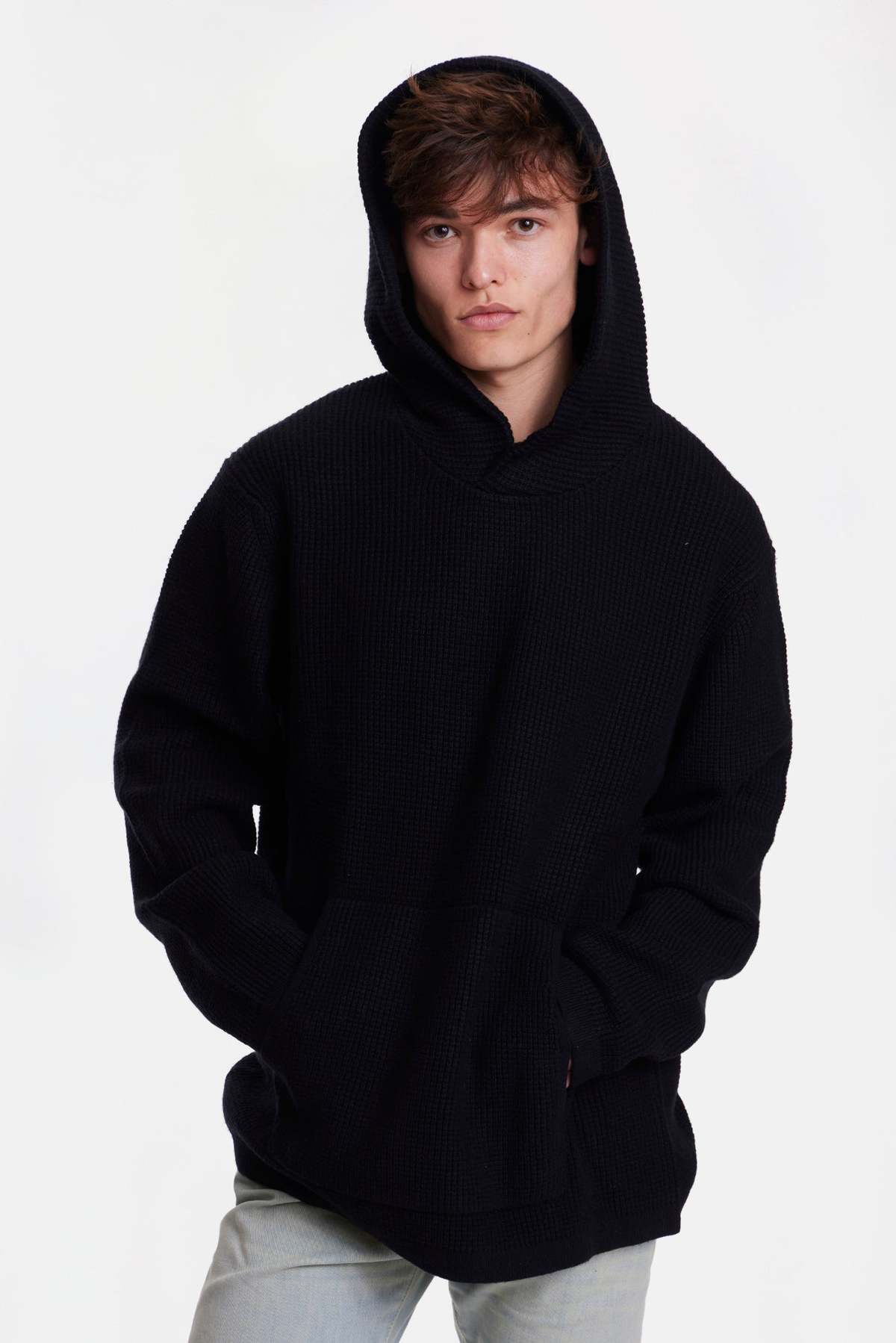 Blue&Cream Merino Waffle Hoodie - Image 1 of 3