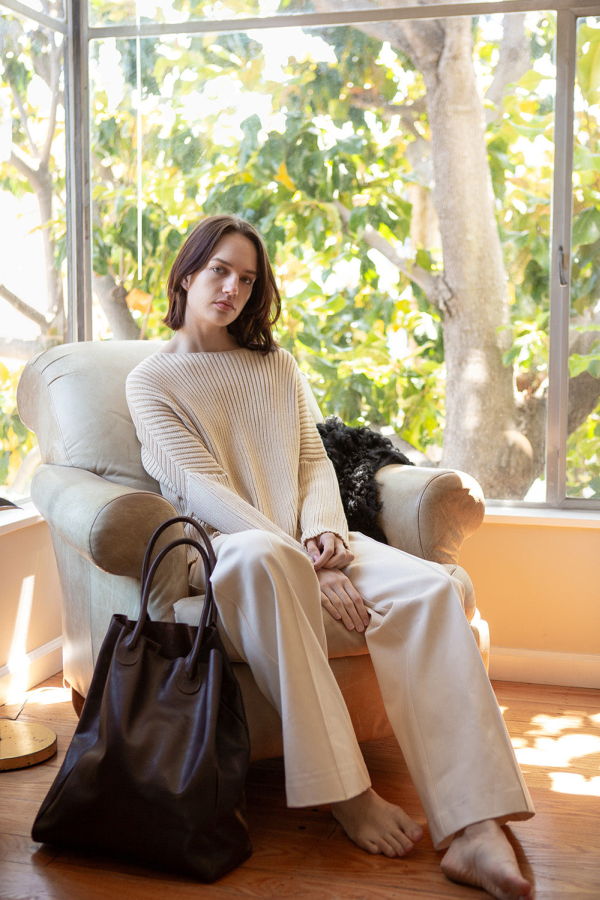 Erica Tanov Pima Cotton Ribbed Pullover - Natural