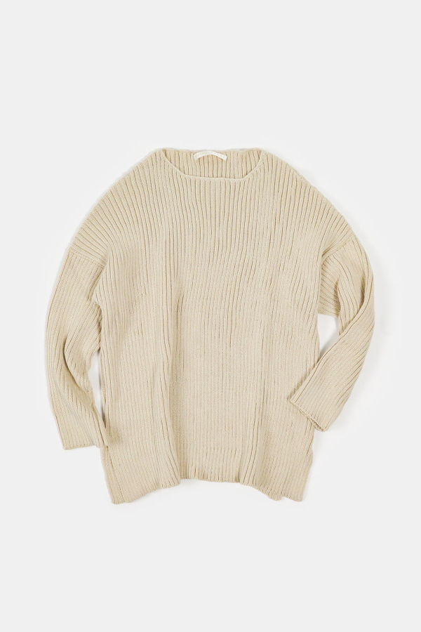 Erica Tanov Pima Cotton Ribbed Pullover - Natural