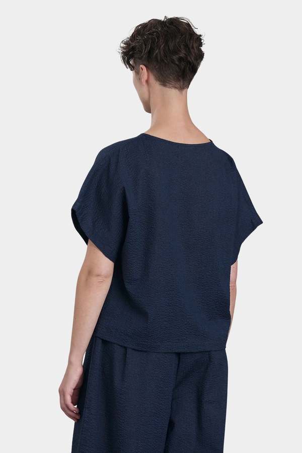 Black Crane Boxed Top - Navy