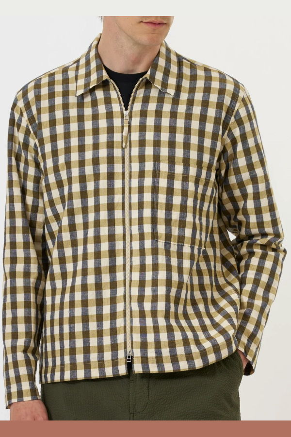 Universal Works Aberdeen Lincot Zip Shirt - Olive