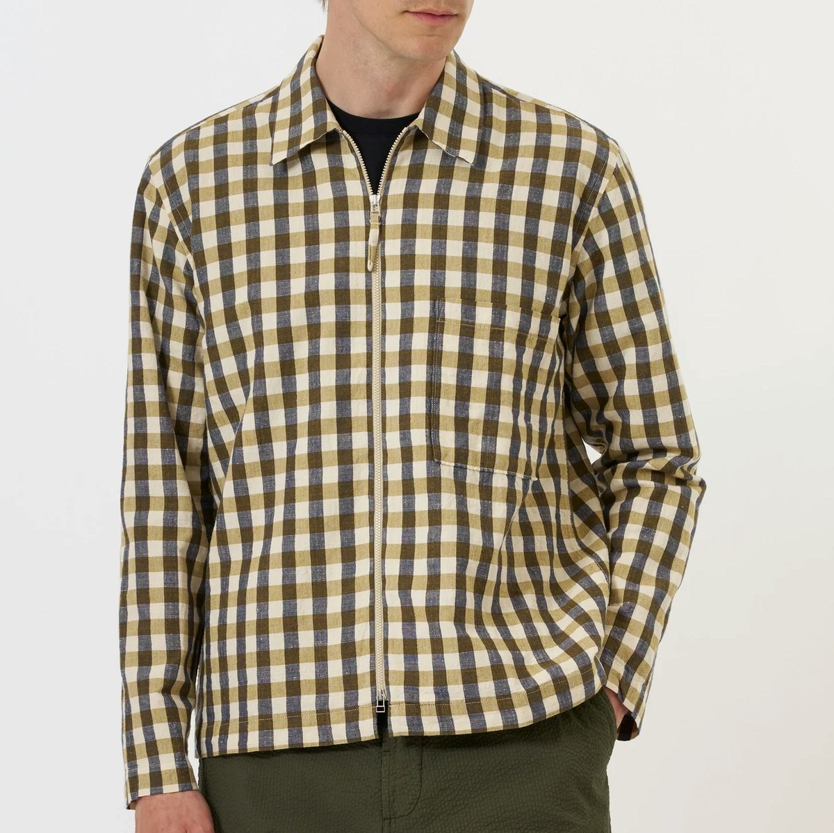 Universal Works Aberdeen Lincot Zip Shirt - Olive - Image 1 of 8