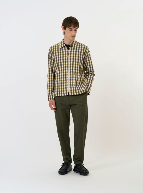 Universal Works Aberdeen Lincot Zip Shirt - Olive