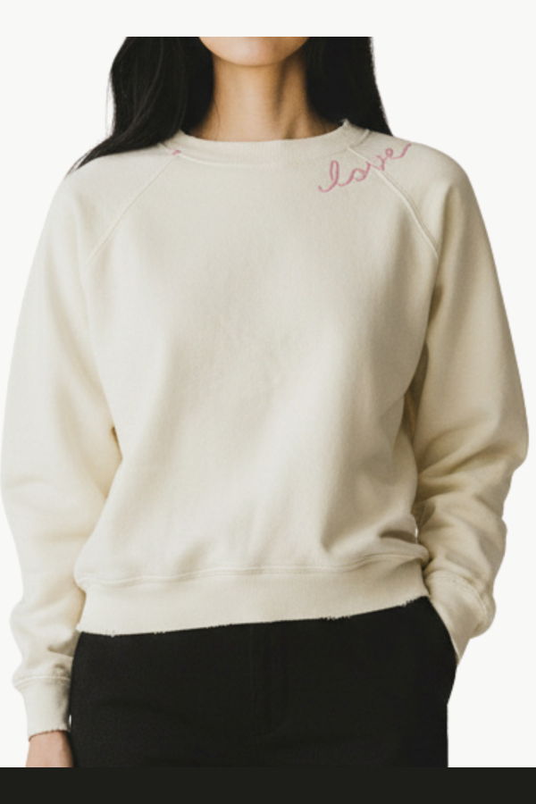 I Stole My Boyfriend's Shirt "Love" Crew Sweatshirt - Coconut Milk