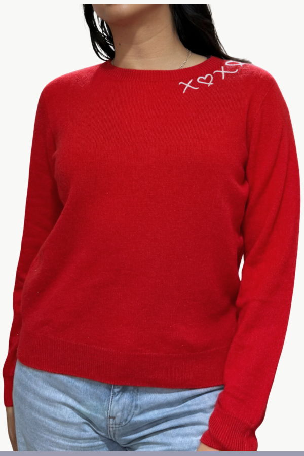 I Stole My Boyfriend's Shirt "XOXO" Cashmere Sweater - Red