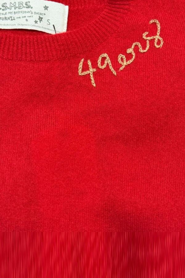 I Stole My Boyfriend's Shirt 49ers Cashmere Crew Sweater - Red/Gold